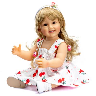 China Original Authentic Designed Cartoon Toy NPK 55cm Soft All Silicone Body Reborn Baby Long Hair Handmade Doll for sale