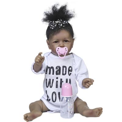 China Popular bebe saskia cartoon toy NPK 55cm boneca reborn baby - doll black skin silicone full body child toys for sale