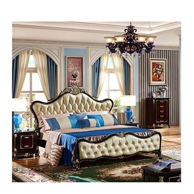 China Modern Solid Wood Simple Double Bed Frames Fabric French Luxury Bedroom Furniture for sale