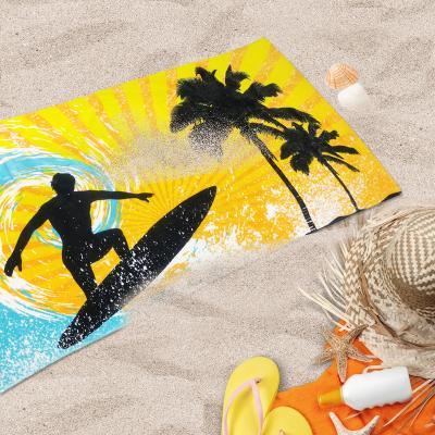 China Viable Wholesale Custom Large Size Adult Velvet Reactive Print Printing 100% Cotton Beach Towel for sale