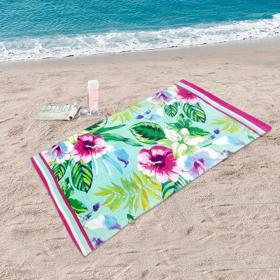 China High Quality Terry Cotton Velor Beach Towels 100% Sustainably Selling Reactive Printing Beach Towel for sale