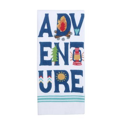 China New Viable Custom Made Hand Towel Kitchen Cleaning Absorbent Tea Towel Personality Adventure Letter Printing for sale