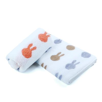 China High Quality Sustainable Cute Soft Skin Cotton Bunny Towel 100% Friendly Kids Terry Zero Twist Bath Towels Face Cloths for sale