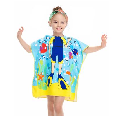 China China Viable Suppliers Wholesale Cheap Kids Beach Towel Hooded Pool Low MOQ Poncho Kids Towel for sale