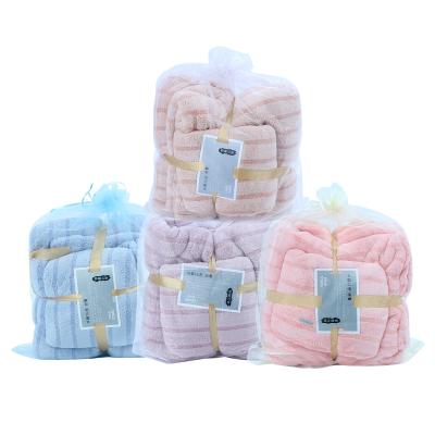 China Factory Direct Sale Viable 2 Pack Bath Towel Set Face Hand Towel Wholesale Microfiber Coral Fleece Hair Towel Set for sale