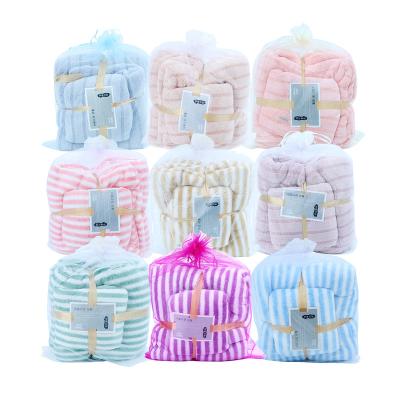 China Hot Sale Child Safe Bathroom Towels Soft And Well Absorbent Coral Fleece Microfiber Towel Multicolor Bath Towel Sets for sale