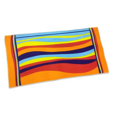 China Customized Viable Microfiber Fiber Stripe Beach Towel Soft Colored Free Sand Micro Beach Towel for sale