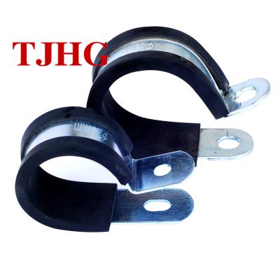 China Black Rubber Pipe Clamp China Manufacture Best Quality 15mm Band Width Stainless Steel p Type Pipe Clips for sale