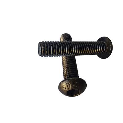 China Fully Thread Black Coated Hex Screw OEM Acceptable Flat Round Head Screw for Products for sale