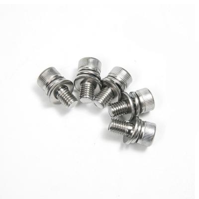 China 304 Stainless Steel Three Combination Screw with Flat Spring Washer and Hexagon Head for sale