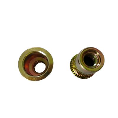 China Yellow Zinc Plated Carbon Steel Threaded Flat Head Open Rivet Nut with Durable Finish for sale