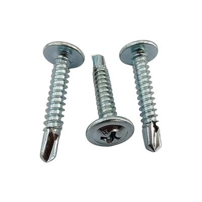 China Galvanized Hua Driller's Tail Screw Self Tapping Screw with Pad Cross Large Flat Head for sale