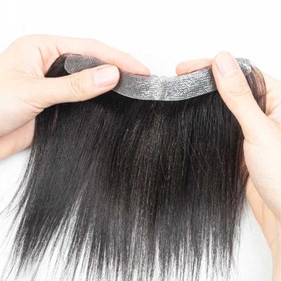 China Thin 100% Virgin Hair Skin Forehead Men Toupee 6 Inches Hair Bangs For Men Each Invisible V Loop Bangs for sale