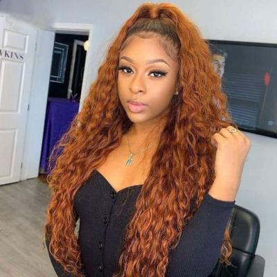 China Ombre Silky Straight Blonde Curly Wave HD Lace Frontal Hair Wigs For Black Women, Customized Colored Deep Curly Lace Front Wig Dark Roots for sale