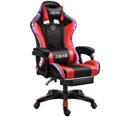 China 2021 Hot Sale High Quality Synthetic Leather Gaming Chair Rotating Leather Nylon Chair With Lights And Speakers for sale