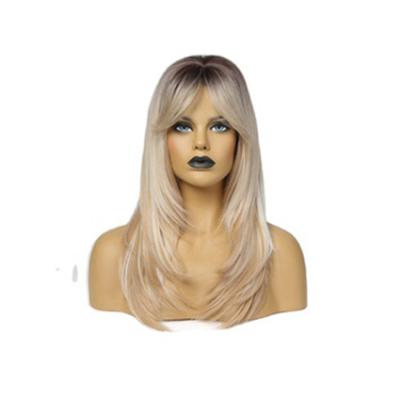 China French Curl Hottest Selling Natural Golden Color Long Wave Synthetic Wigs For Women for sale