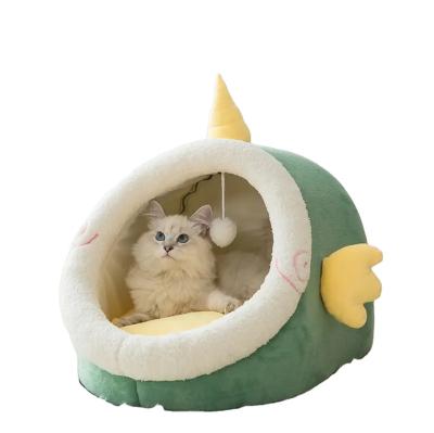 China 2023 Hot Sales Breathable Pampers Cartoon Style Cotton Cat Bed Removable And Washable Comfortable Cat House Pet for sale