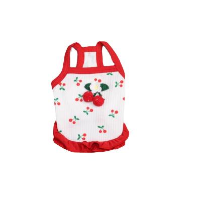 China Princess Stocked Cat's Camisole Dress Small Dog Clothes Cute Pomeranian Teddy Puppy Cherry Pattern Chihuahua for sale