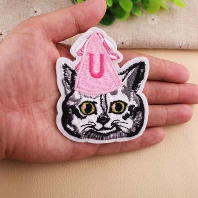 China Viable The Cat In The Hat Iron On Patch Chenille Wholesale Kids Custom Embroidery Patch For Clothing for sale