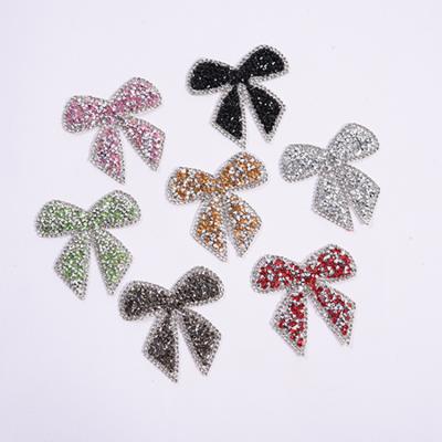 China New style custom shinning butterfly bowknot decoration handmade Applique accessories rhinestone transfers patches for sale