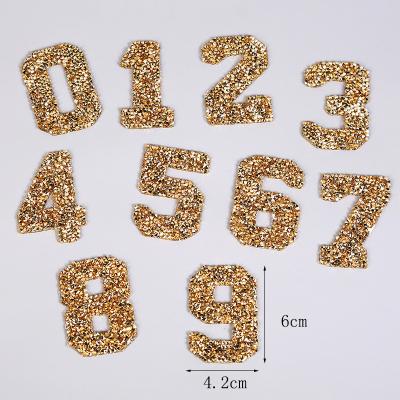 China Viable Iron-on Resin Rhinestone Numeric Number Patches For Clothing for sale