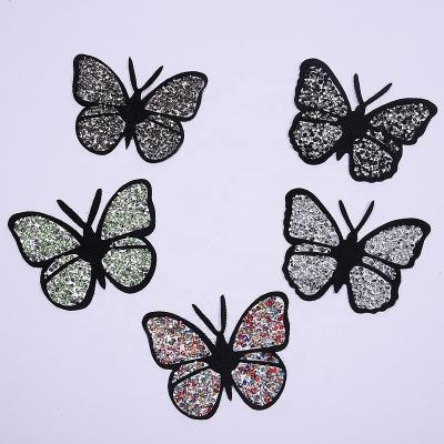 China 3D Butterfly Resin Drill Iron On Patches Hot Fix Rhinestone Applique Patch Heat Transfers Custom 3D Bling Patch For Clothes for sale