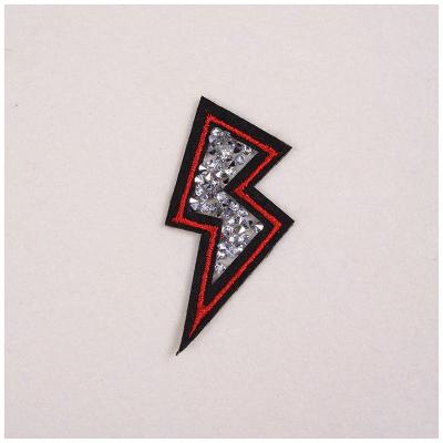 China 3D Lightning Resin Ron Drill On Patches Hot Fix Rhinestone Applique Patch Heat Transfers Custom 3D Bling Patch For Clothes for sale