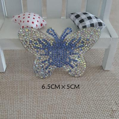 China 3D Hotfix Rhinestone Applique Patch Butterfly Letter Crystal Iron On Patches Heat Transfers Custom 3D Bling Accessories For Clothing for sale