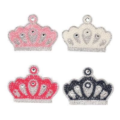 China 3D Beaded Sequined Diamond Crown Patch, Rhinestones Crystals Applique Badges Patches For Ornament for sale