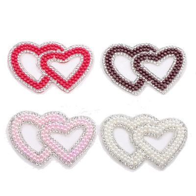 China 3D Beaded Sequined Diamond Love Shape Patch, Rhinestones Crystals Applique Badges Patches For Ornament for sale