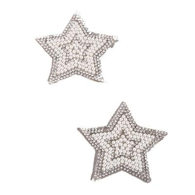 China 3D Beaded Sequined Diamond Star Shape Patch, Rhinestones Crystals Applique Badges Patches For Ornament for sale