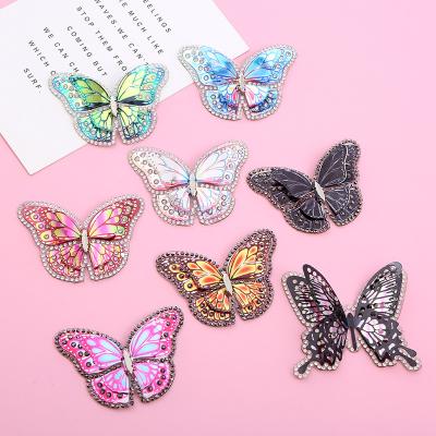 China 3D Butterfly Sequin Hot-fix Rhinestone Patch Crystal Applique Custom Patches Iron On Patches For Clothing for sale