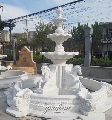 China Large Horse Fountain Marble Vivid Decorative Outdoor Stone Fountain for sale