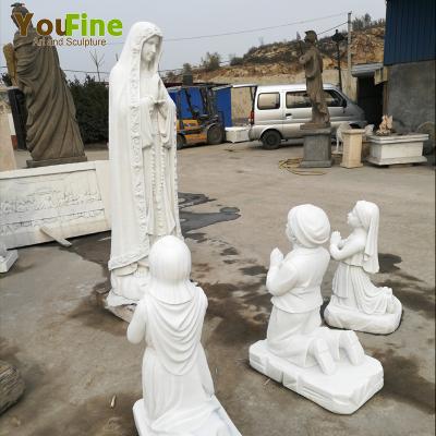 China Modern Religious Marble Statue Fatima and Shepherd Children Statue for sale