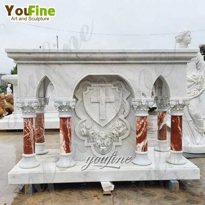 China Modern Hand Carved Natural Marble Religious Decoration Church Altar Table for sale