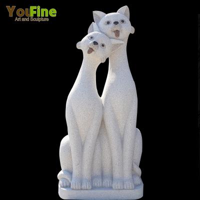 China Modern Outdoor Granite Sculpture Stone Cats Animal Statue For Garden for sale