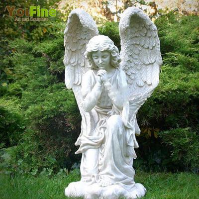 China Modern Hand Carved Marble Statue Of Angel Monument Headstone for sale