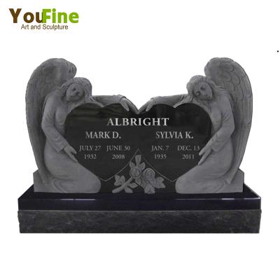 China Modern Angel Heart Monument Tombstone Double Heart Headstone for sale