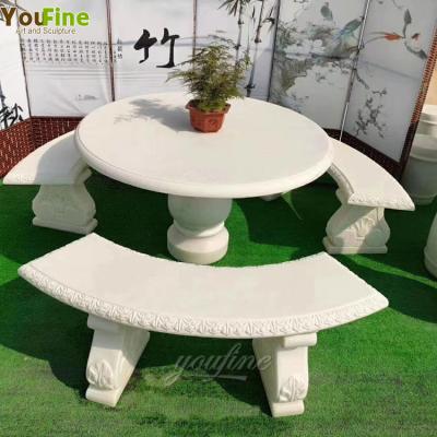 China Modern Outdoor Decoration Garden Stone Table And Chairs for sale