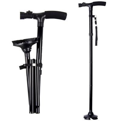 China Best Selling Folding Walking Cane Foldable Smart Outdoor Folding Stick Walking Cane for Elderly with LED for sale