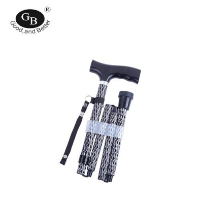 China Cane New Design Pattern Collapsible Foldable Walking Stick For Elder People for sale