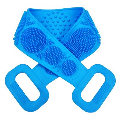 China Long Handle Bath Shower Silicone Body Brush Bath Belt Exfoliating Back Sweep Belt Wash Clean Bath Scrub Belt for sale