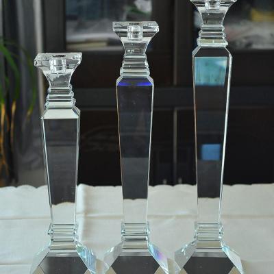 China Wedding Home Decoration Tall Crystal Standing Pillar Candle Holder for sale