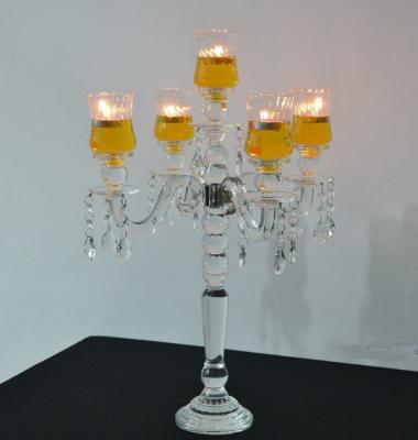 China Home Crystal Tealight 5 A.M. Candelabra Candle Holder Decoration Glass Candle Holder For Table for sale