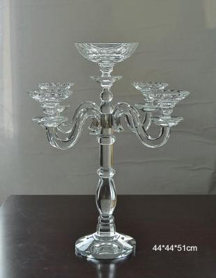 China Tall 5 A.M. Romantic Elegant Home Decoration Clear Crystal Candle Holders For Wedding for sale