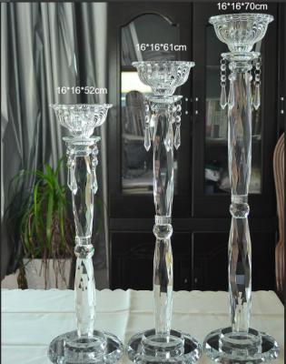 China Gorgeous Crystal Doule Pillar Tall Glass Candle Holders Home Decor/Crystal Candlesticks For Wedding for sale