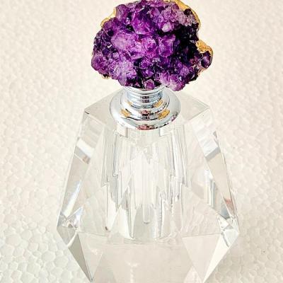 China Gift Packaging Clear Natural Amethyst Stone K9 Crystal Perfume Bottle Cosmetics Luxury Cosmetics for sale