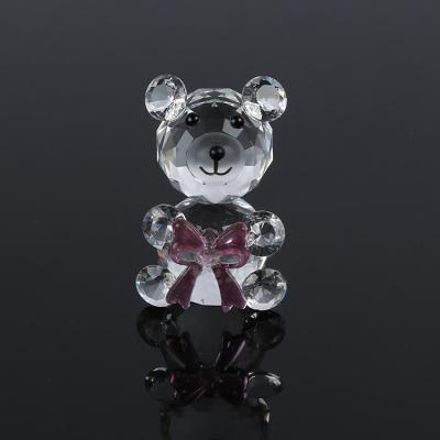 China Europe Blue Color Pink Crystal Glass Bear Pattern for Baby Gifts Little Bear Animal Decoration Art Crafts Christmas or Wedding for sale