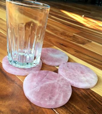 China Europe Rose Quartz Crystal Coasters - stone drink coasters - home decor - healing crystals for sale