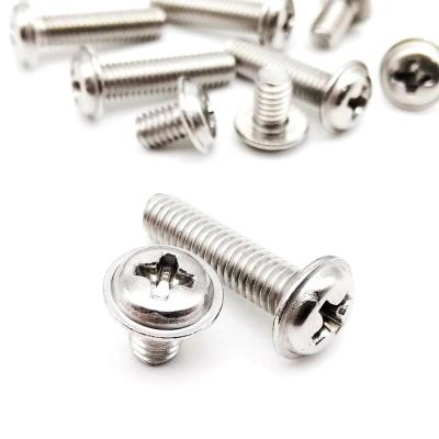 China Round Head With Joint M2 M2.5 M3 M4 DIN967 304 Stainless Steel A2 PWM Cross Phillips Pan Round Truss Head With Joint Padded Collar Bolt Screw for sale